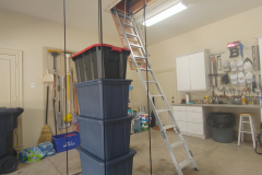 12 Foot Attic Ladder and Attic Lift with 4 totes.  SpaceLift Attic Lift can carry more totes than any lift on the market.