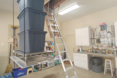 12 Foot Attic Ladder and Attic Lift with 4 totes.  SpaceLift Attic Lift can carry more totes than any lift on the market.